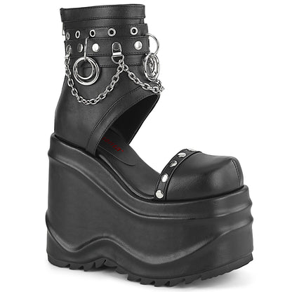 DemoniaCult Sandali femminili WAVE-22 pelle vegana BLK