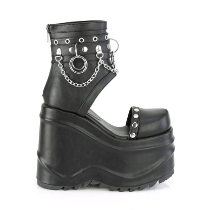 DemoniaCult Sandali femminili WAVE-22 pelle vegana BLK