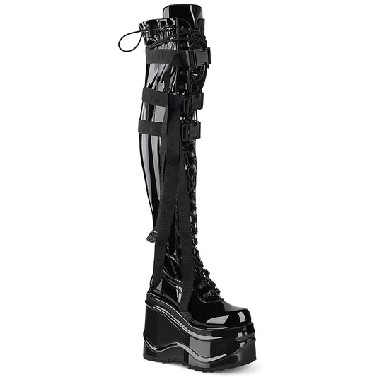 DemoniaCult Stivali da donna WAVE-315 blk elastyt pat
