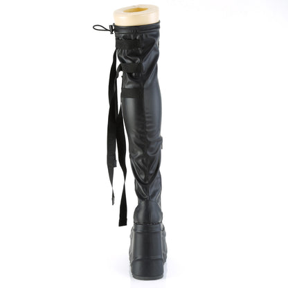 DemoniaCult Womens Boots WAVE-315 Blk Stretch Vegan Leather