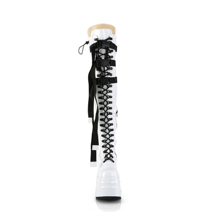 DemoniaCult  Stivali WAVE-315 WHT Stretch Brevet