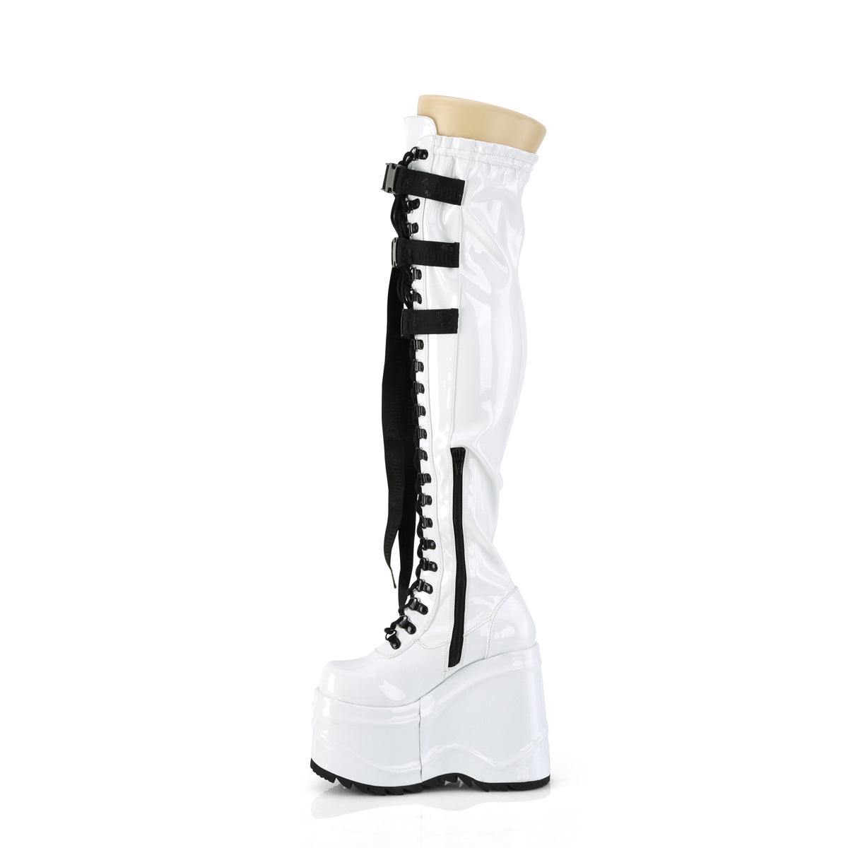 DemoniaCult  Stivali WAVE-315 WHT Stretch Brevet