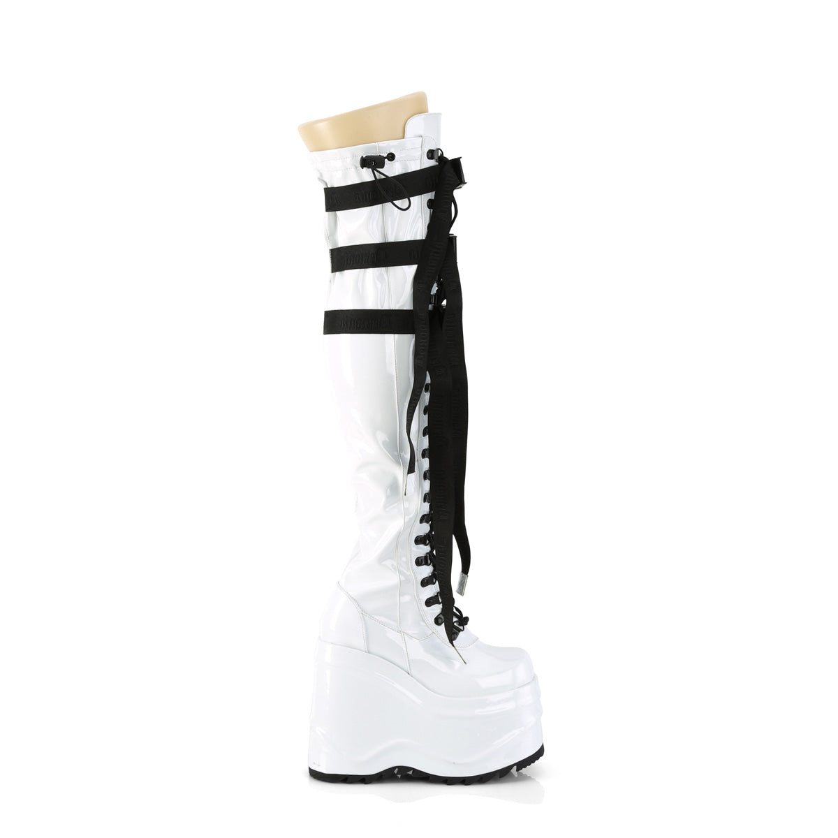 DemoniaCult  Stivali WAVE-315 WHT Stretch Brevet