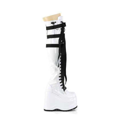 DemoniaCult  Stivali WAVE-315 WHT Stretch Brevet