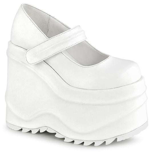 DemoniaCult Women's Heels & Platform Shoes WAVE-32 Wht Vegan Leather