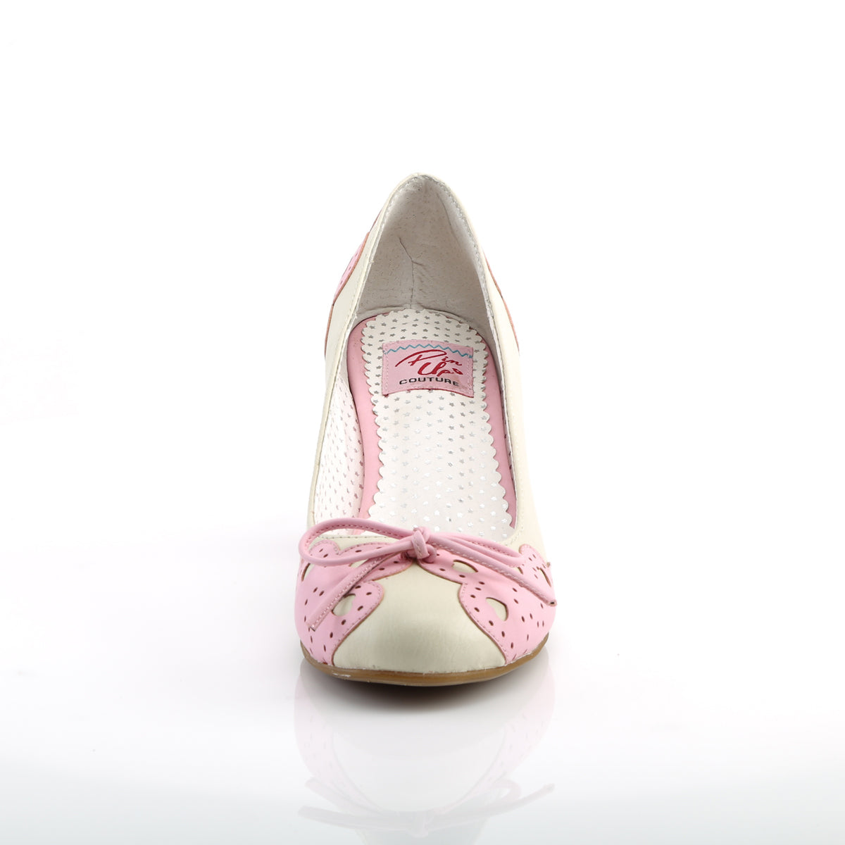Pin Up Couture Pompe Womens WIGGLE-17 Crema - Pink Faux Leather