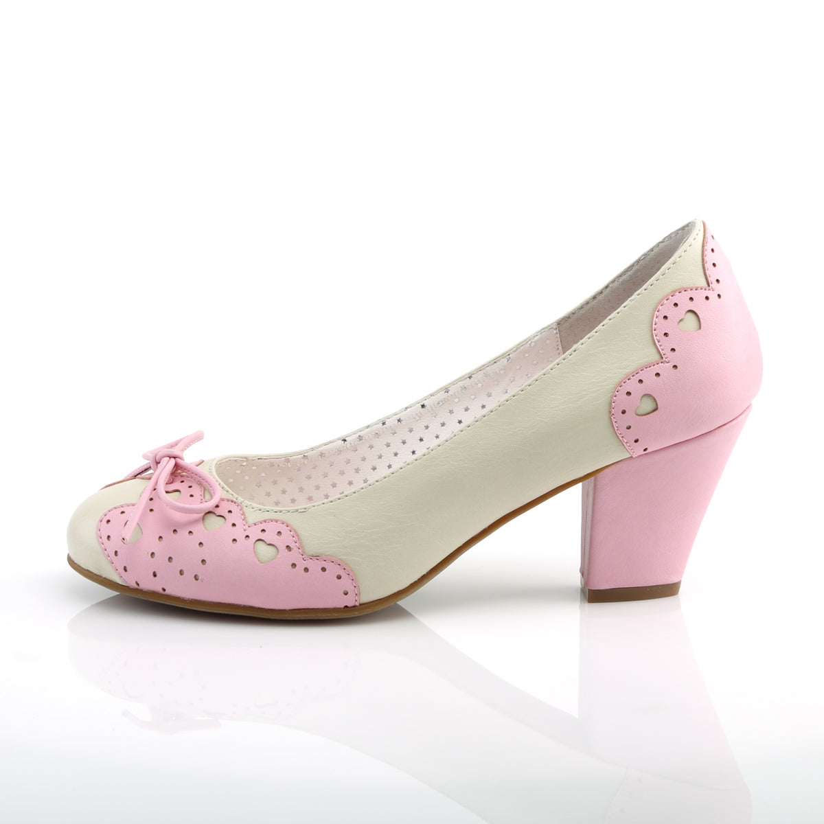 Pin Up Couture Pompe Womens WIGGLE-17 Crema - Pink Faux Leather