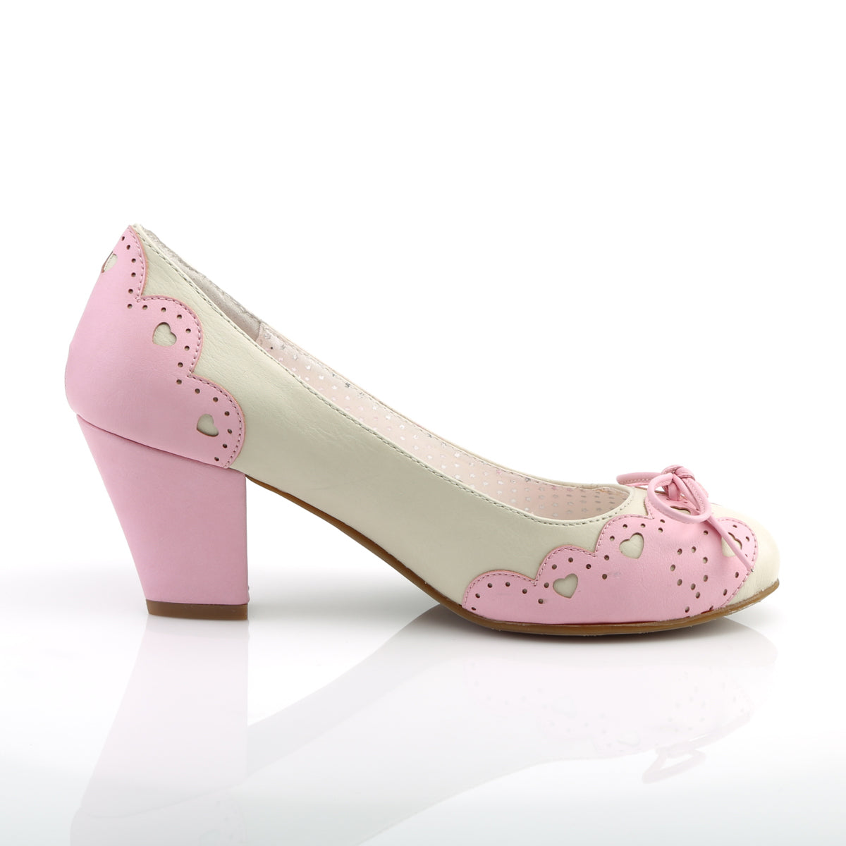 Pin Up Couture Pompe Womens WIGGLE-17 Crema - Pink Faux Leather