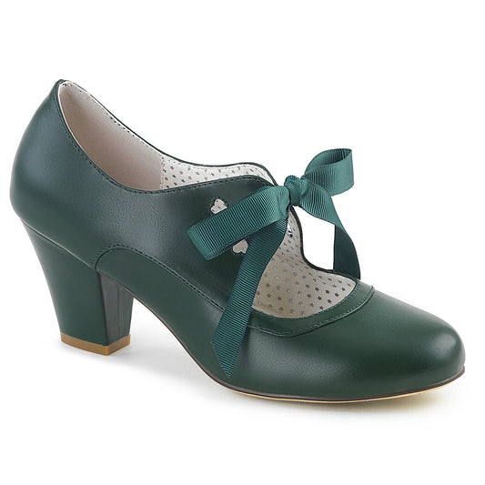 Pin Up Couture Womens Pumps WIGGLE-32 Dark Green Faux Leather