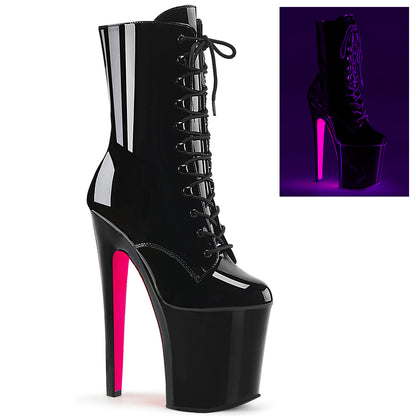 Pleaser Stivaletti da donna XTREME-1020tt Blk Pat / Blk-Neon H. rosa