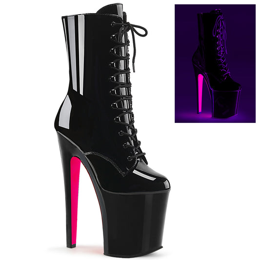 Pleaser Stivaletti da donna XTREME-1020tt Blk Pat / Blk-Neon H. rosa