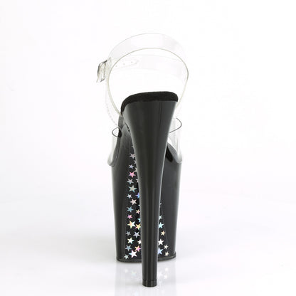 Pleaser Sandali da donna XTREME-808CHS CLR / BLK-SLV Holo.