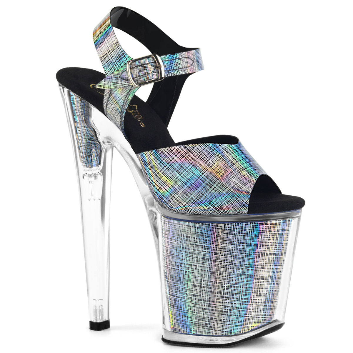 Pleaser Womens Sandals XTREME-808N-CRHM Blk Hologram TPU/Blk Hologram