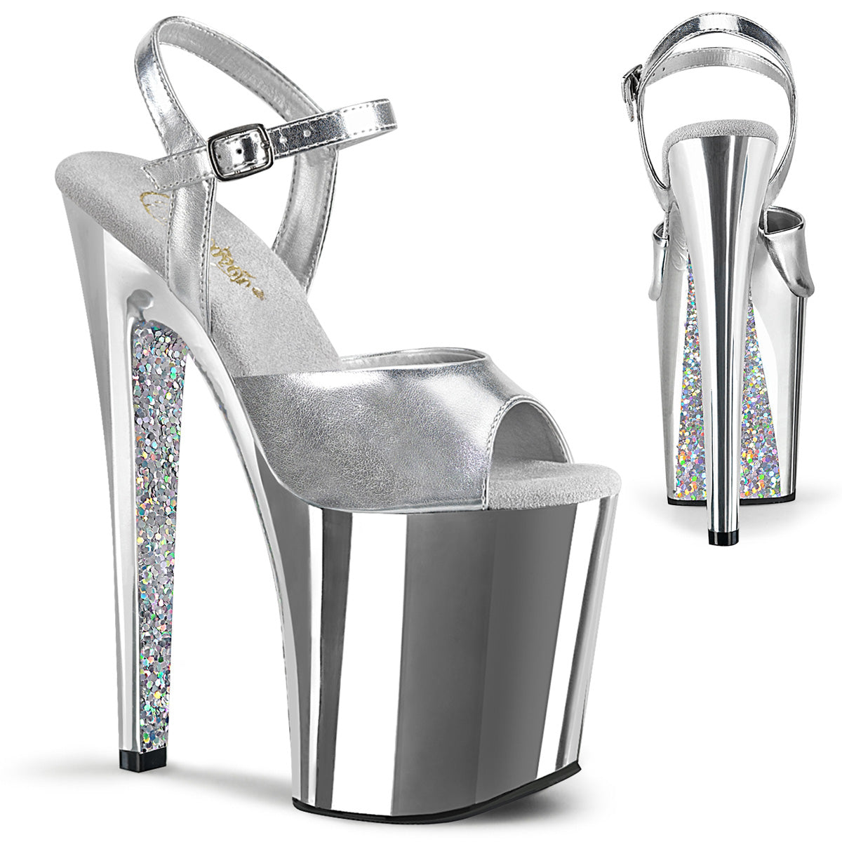 Pleaser Sandali da donna XTREME-809TG SLV Metallico PU / SLV Chrome-glitter